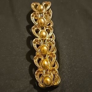 Vintage Elegant Gold Tone With Faux Pearl Accent Bracelet